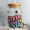 Crying But Trying Iced Coffee Glass Cup