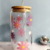 Cute Daisy Iced Coffee Glass Cup