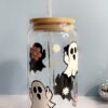 Ghost Middle Finger Iced Coffee Glass Cup