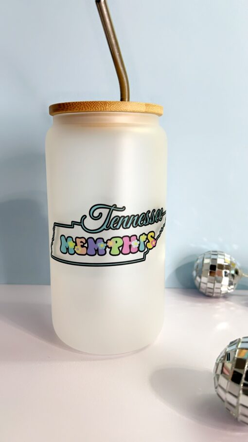 Memphis Tennessee Frosted Iced Coffee Glass Cup