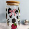 Strawberry Coquette Iced Coffee Glass Cup